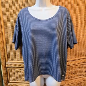 Toad&Co Navy and White Striped Short Sleeve Top
